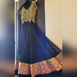 Black floor length Anarkali full ghera